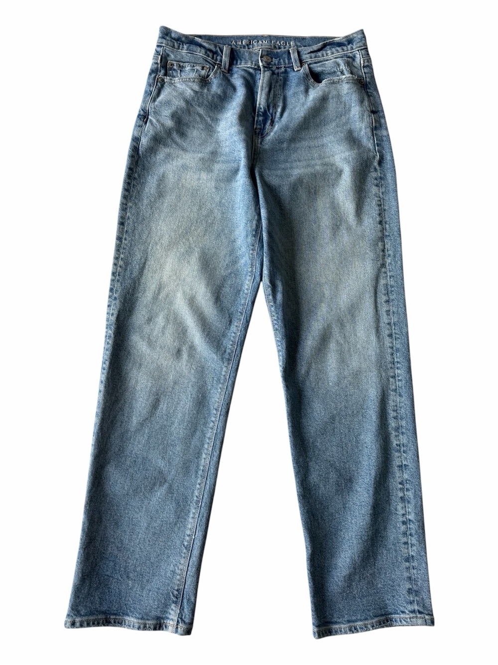 ✅ American Eagle Super High rise Ankle Straight Blue Jeans size 8 Long